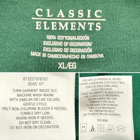 Classic Elements Size XL Snowmen Applique Green Shirt Cotton WITH FLAWS - Picture 6 of 12